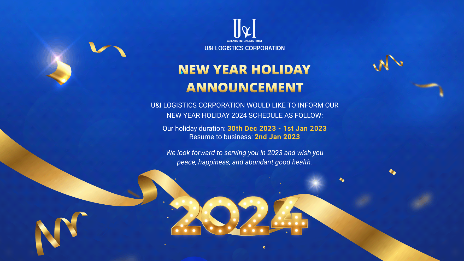 NEW YEAR HOLIDAY ANNOUNCEMENT 2024